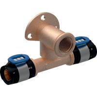 Geberit FlowFit T-Anschlusswinkel 90 Grad abgesetzt bleifreier Rotguss 20mm-1/2"-20mm L 36mm