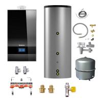 Buderus Gas-Brennwert Paket Kombigerät Logamax plus GB182i.2-25 H 25 kW in schwarz inkl. 150 l Speicher EBS-PU150