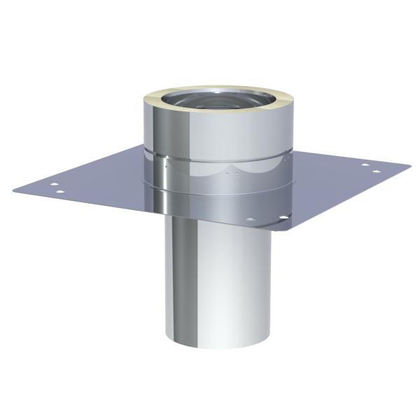 Jeremias DW-ECO 2.0 Grundplatte für Kaminerhöhung (mit rundem Einschub, l=220mm), maximale Aufbauhöhe ab Grundplatte 2,0m Edelstahl