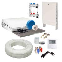 80 m² Set Tackersystem Rollbahn 30 mm WLG 045 16x2 PE-RT Rohr Raster 15 cm 6 Heizkreise LCD Regler 230 V + Zubehör