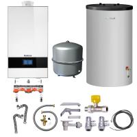 Buderus Gas-Brennwert Logaplus-Paket W42 GB182i.2-25 25kw H-Gas Speicher S120 Bedieneinheit BC400 MAG 35l weiß