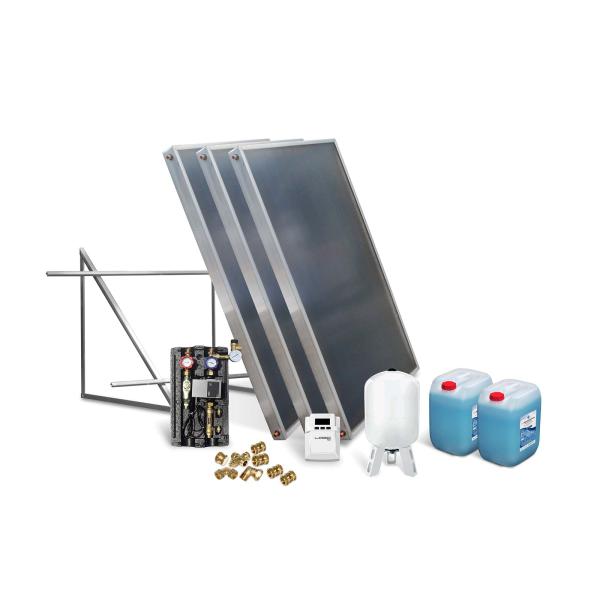 Solar-Paket / Solaranlage Brauchwasser 3x AMP 2.0 Flachkollektor 6