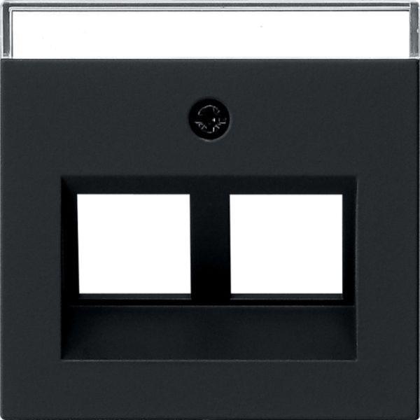 Gira Zentralplatte Mod-Jack schwarz mit System 55 2640005 mit Beschr.Feld